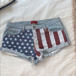 Signature 8 american flag denim shorts